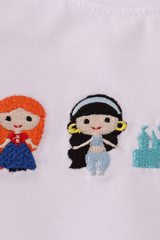 Pink princess embroidery tutu skorts set