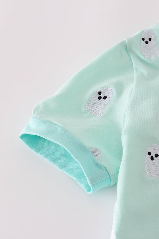 Green ghost embroidery pajamas set