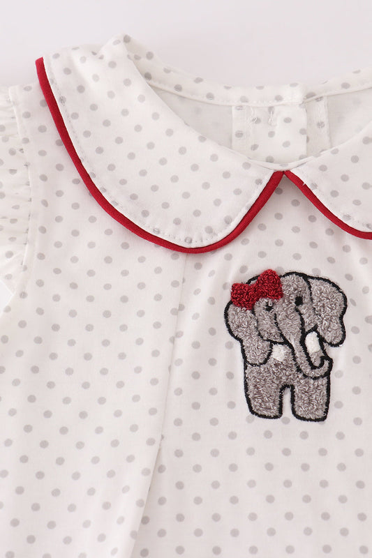 Alabama polka dot elephant french knot ruffle pants set