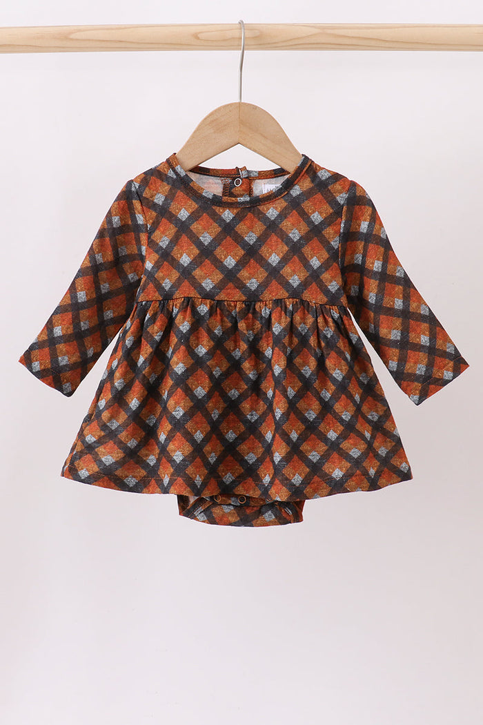 Premium brown plaid muslin bubble