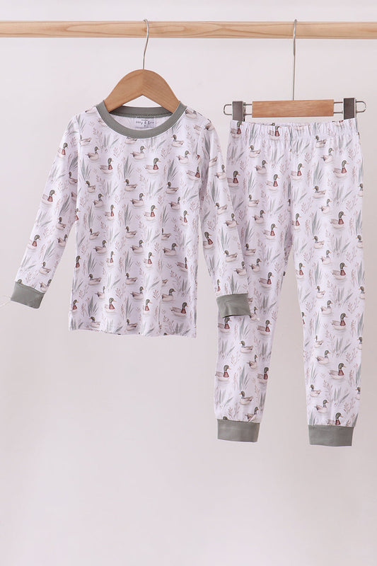 Premium green mallard print bamboo pants set