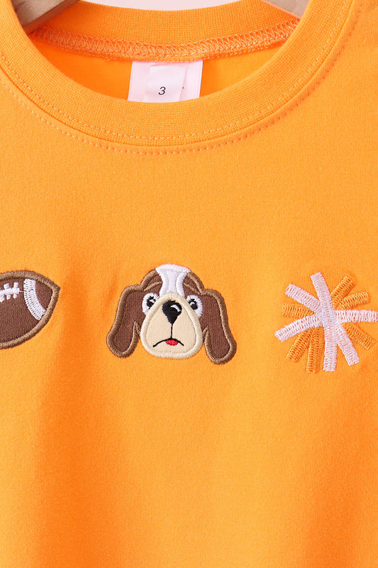 Premium Orange Tennessee football embroidery gingham pants set