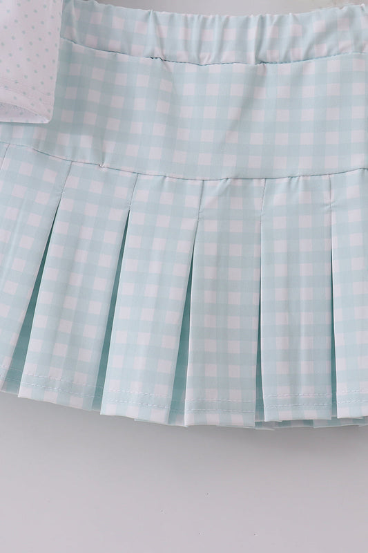 Blue active gingham skorts set