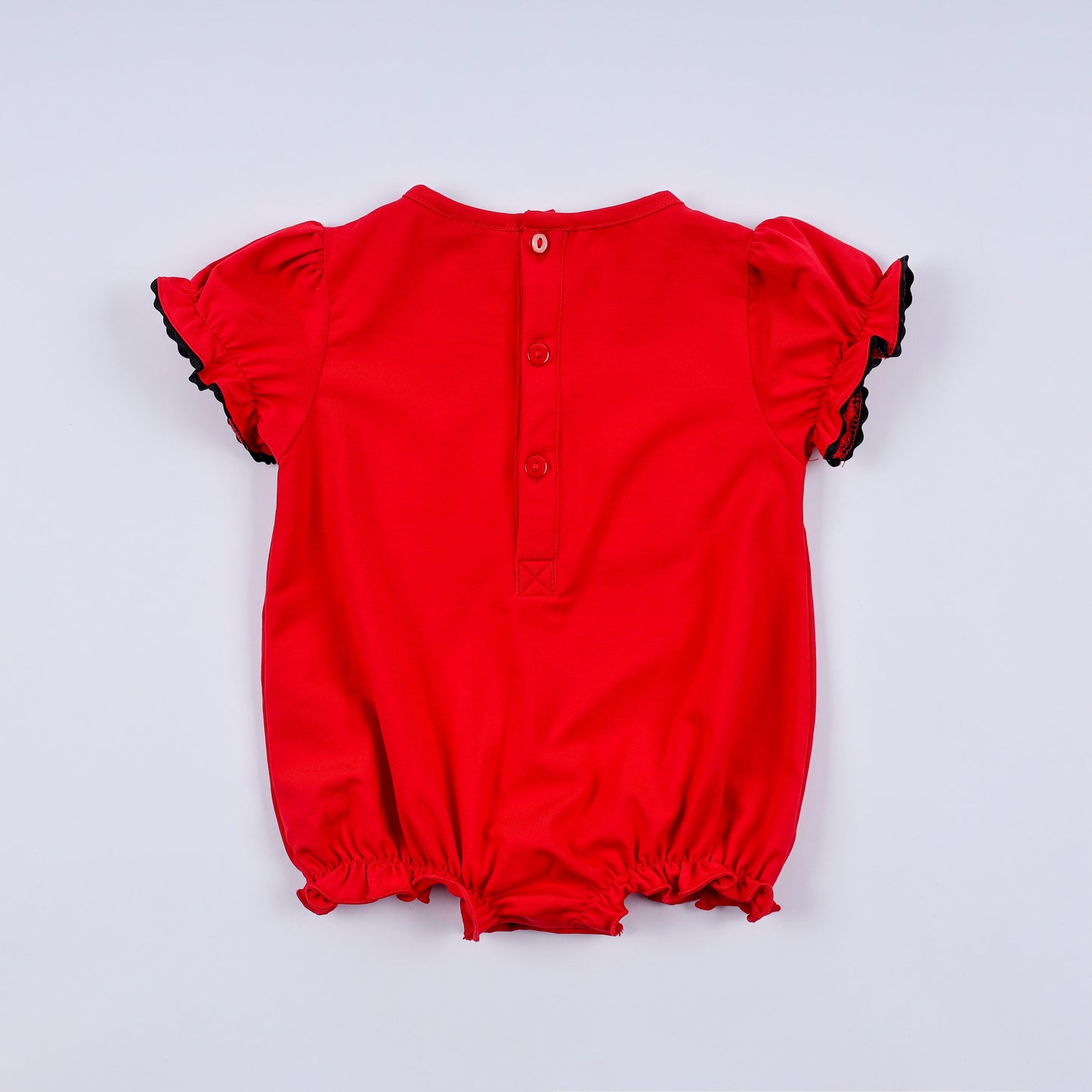 Red character hand smocked bubble
