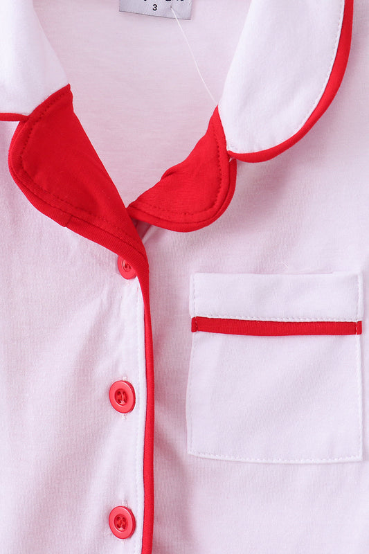 White ruffle pajamas pants set