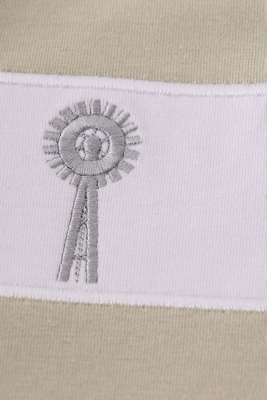 Green farm windmill embroidery shorts set