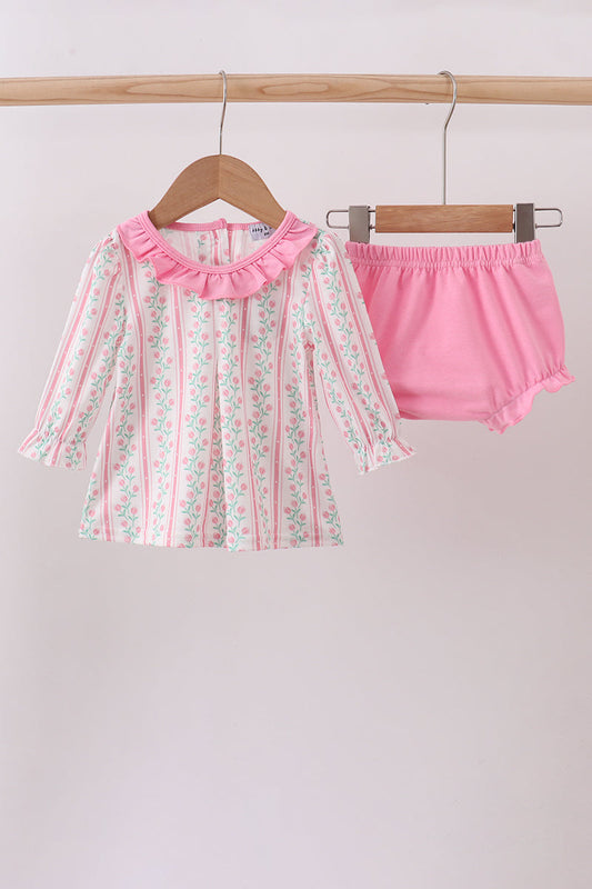 Floral tulip ruffle bloomer set