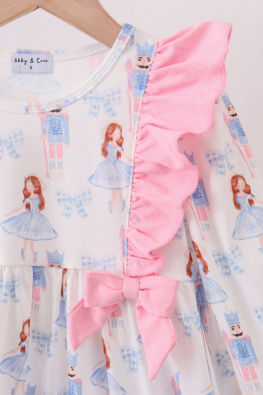 Pink bow nutcracker ruffle dress