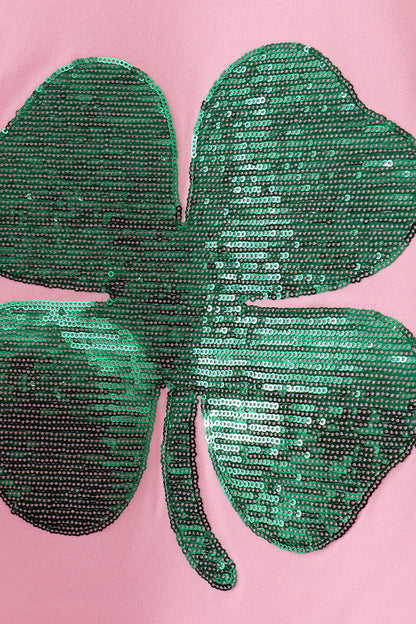 Pink clover glitter mom&me top