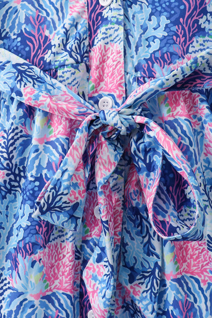 Blue marine creature print dress