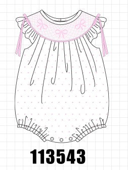 Pink Bow Smocked Swiss Dot Bubble