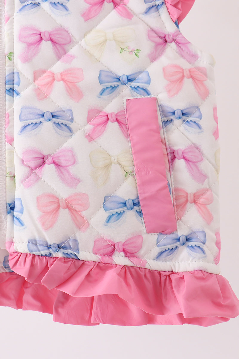 Hot pink bow ruffle vest