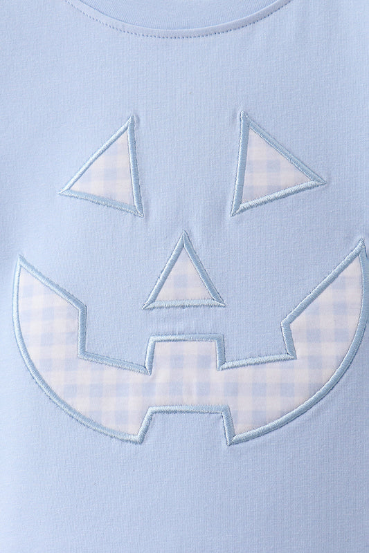 Blue Jack-O-Lantern  Applique Shorts Set