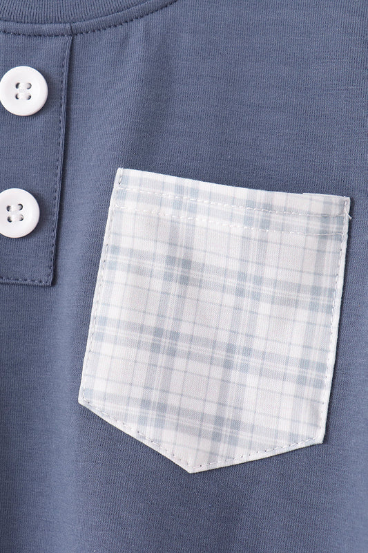 Teal pocket plaid pants set