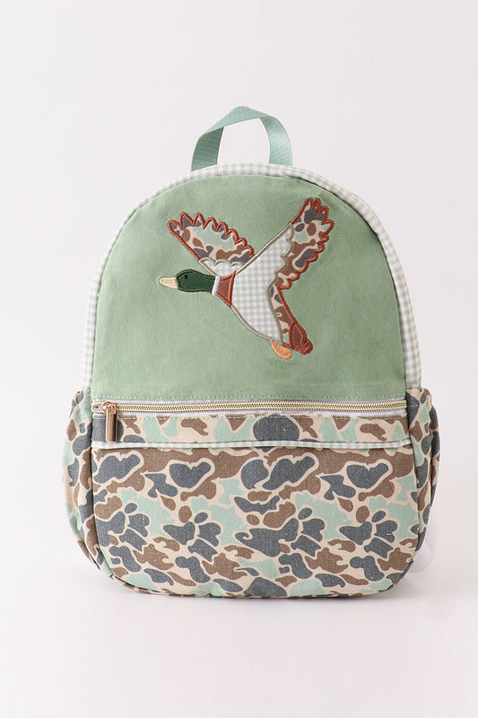 Camouflage duck applique backpack