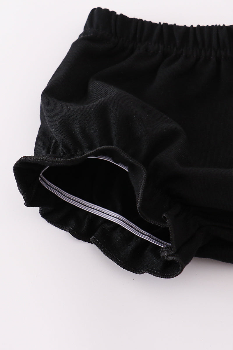 Purple Halloween dot witch embroidery bloomer set