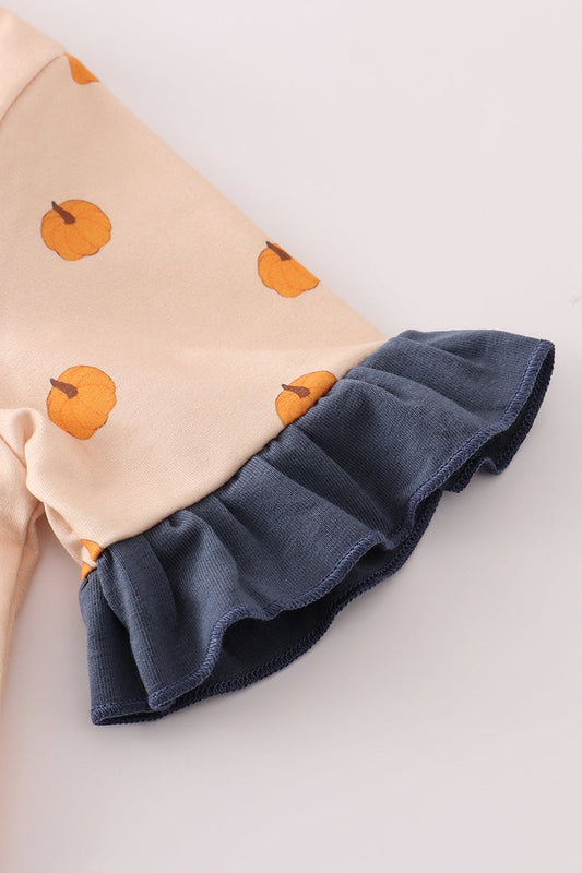 Khaki print ruffle pajamas set