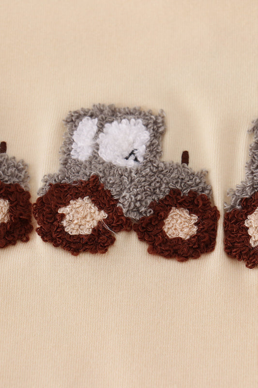 Yellow tractor french knot pants set