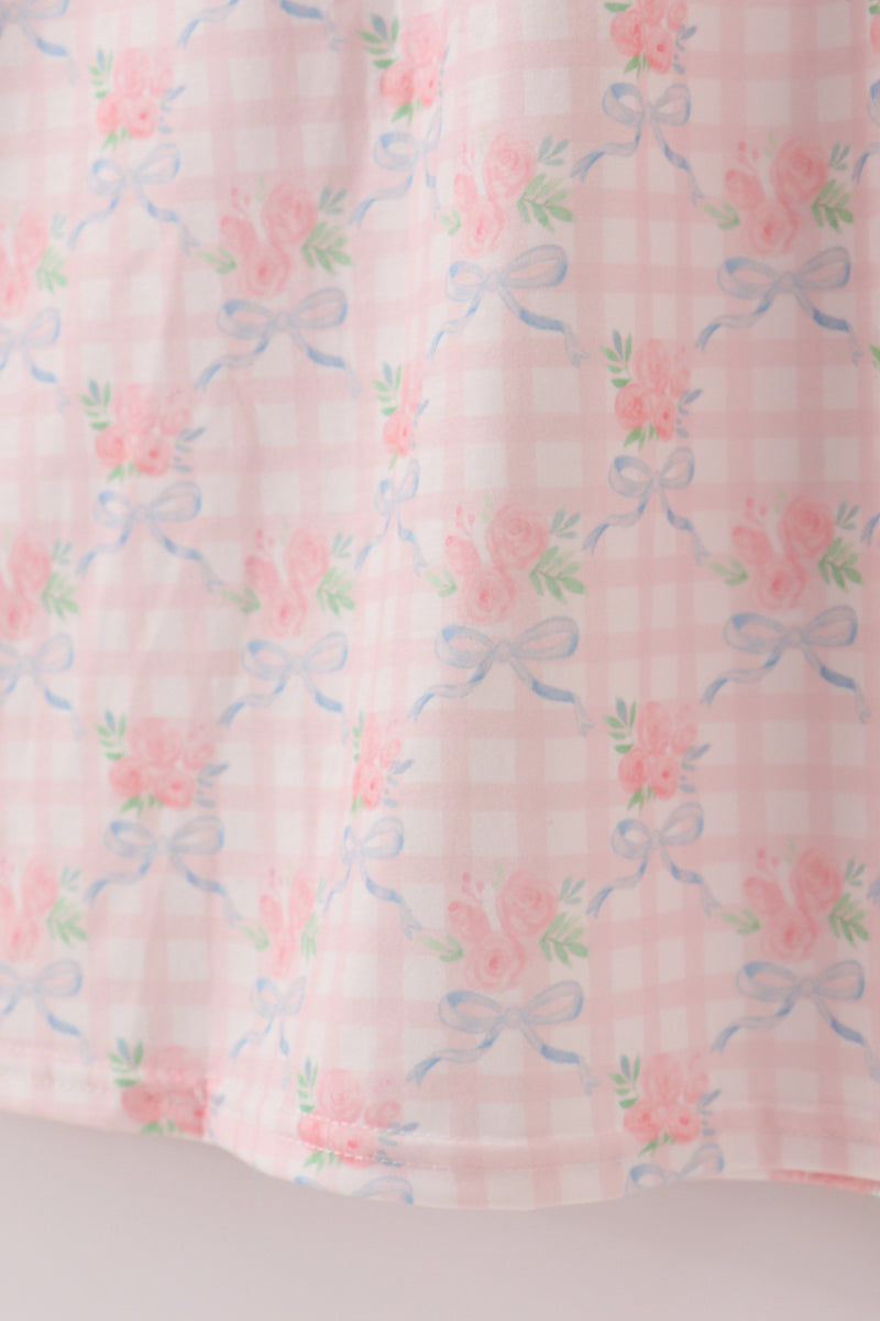 Pink floral print mom dress