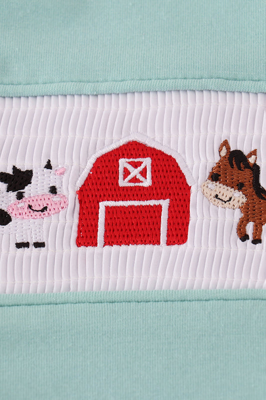 Red farm smocked pants set