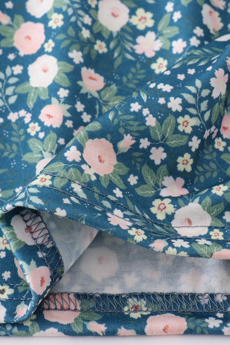 Green floral bunny applique dress