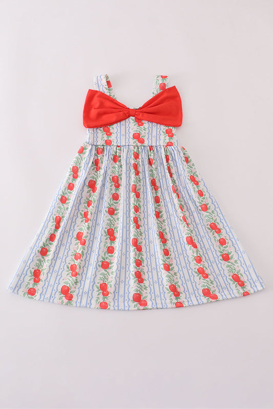 Apple print bow dress