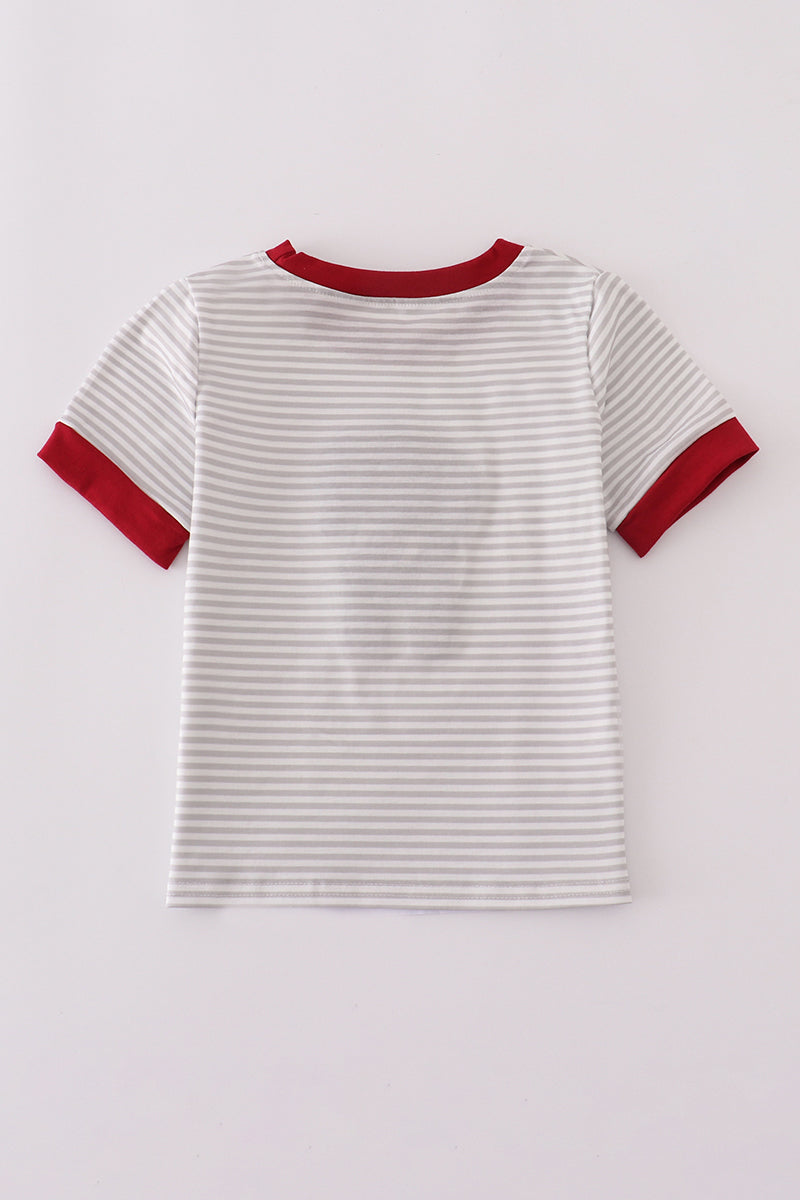 Alabama polka dot elephant french knot stripe top