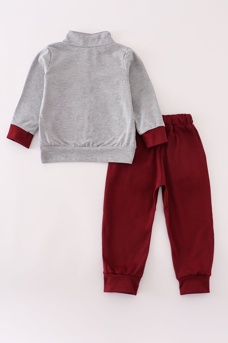 Maroon Mississippi embroidery pants set