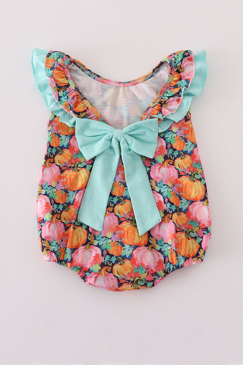 Pink pumpkin print ruffle bubble