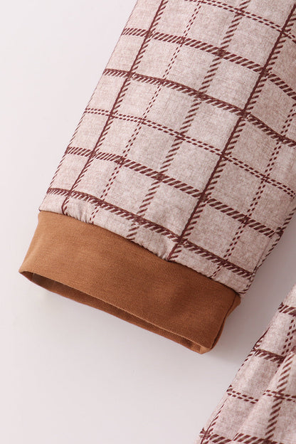 Brown plaid mom dress