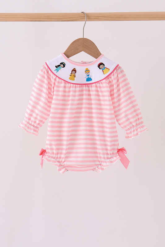 Pink Stripe Princess Embroidery Bubble