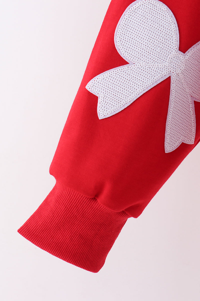 Red bow sequin mom&me top