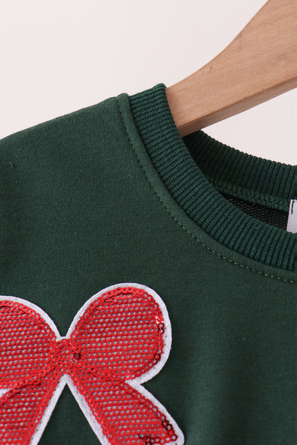 Forest bow sequin mom&me top