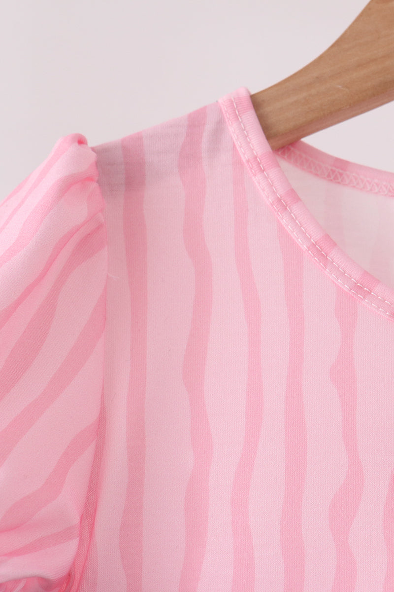 Pink ghost applique stripe dress