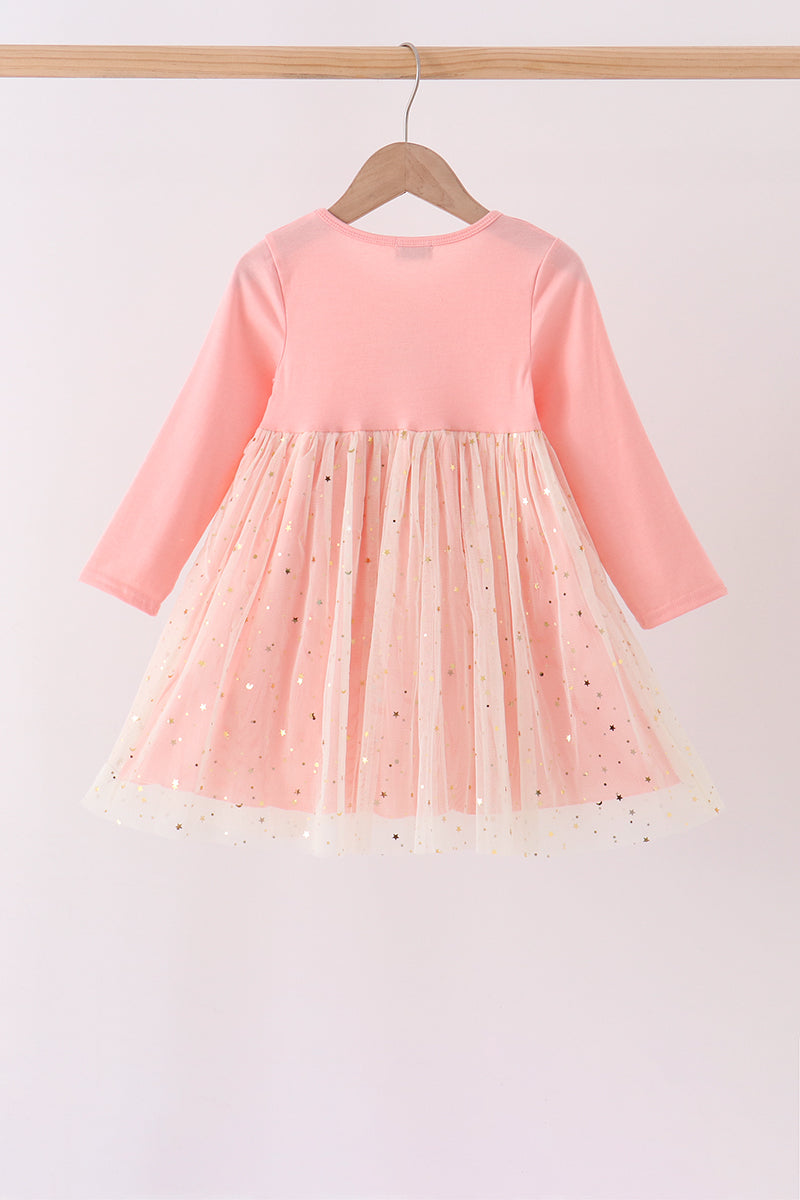 Pink gingerbread sequin tulle dress