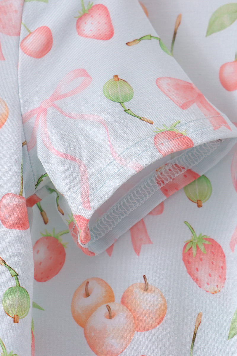 Pink bow cherry bamboo pajama set