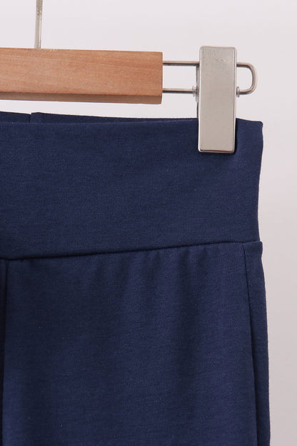 Navy sclloped active pants set