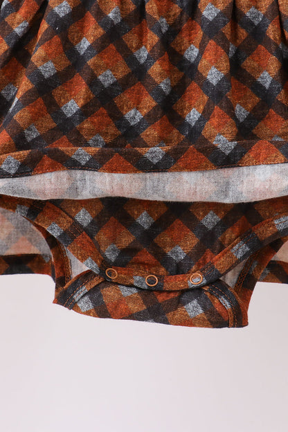 Premium brown plaid muslin bubble