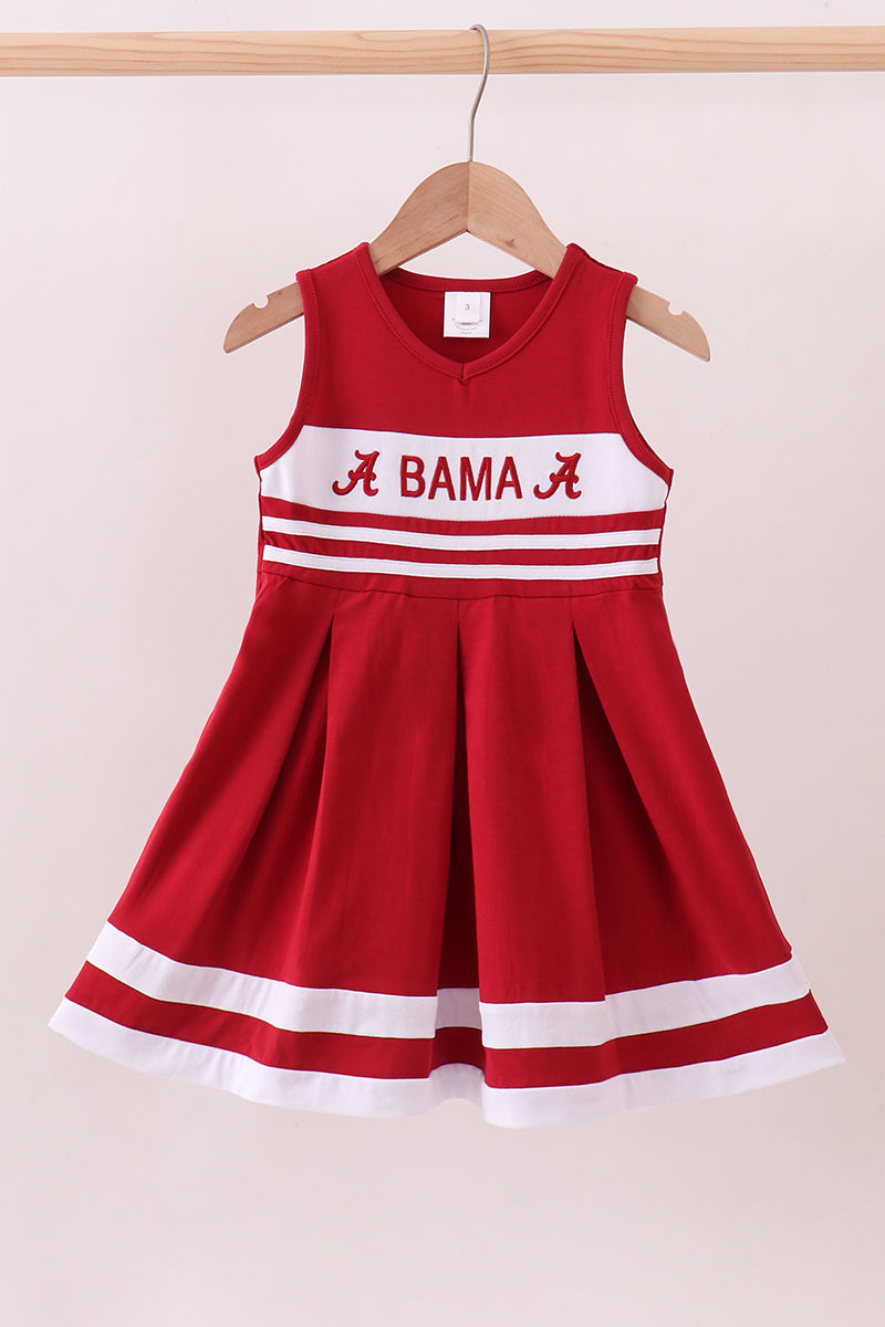 Premium Maroon Alabama embroidery ruffle dress
