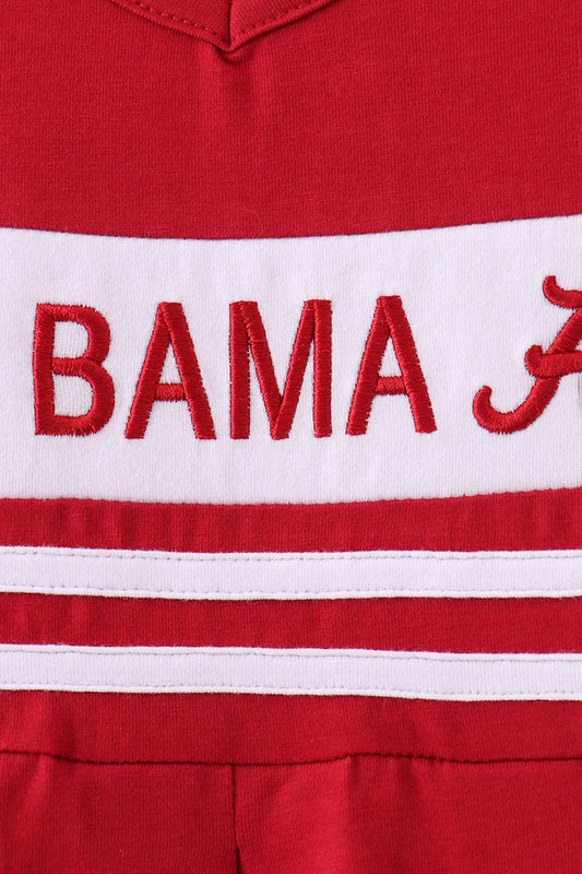 Premium Maroon Alabama embroidery ruffle dress