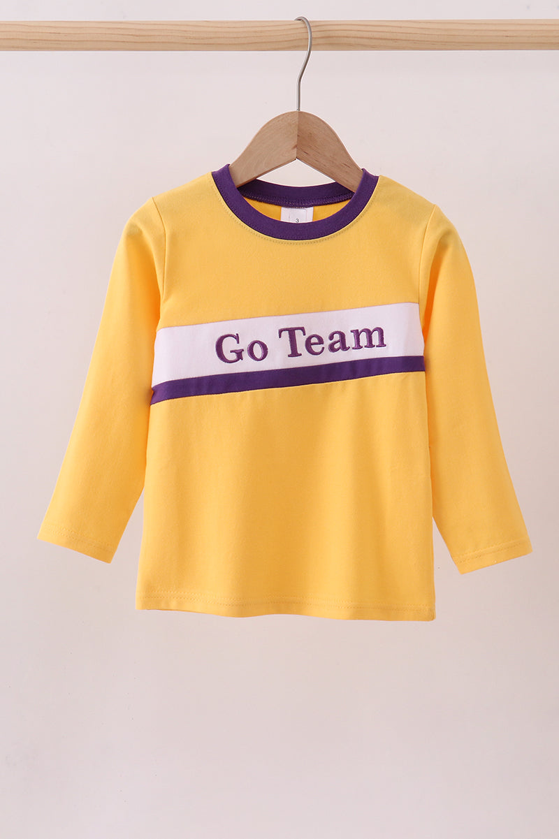 Premium Yellow LSU Go Team embroidery top