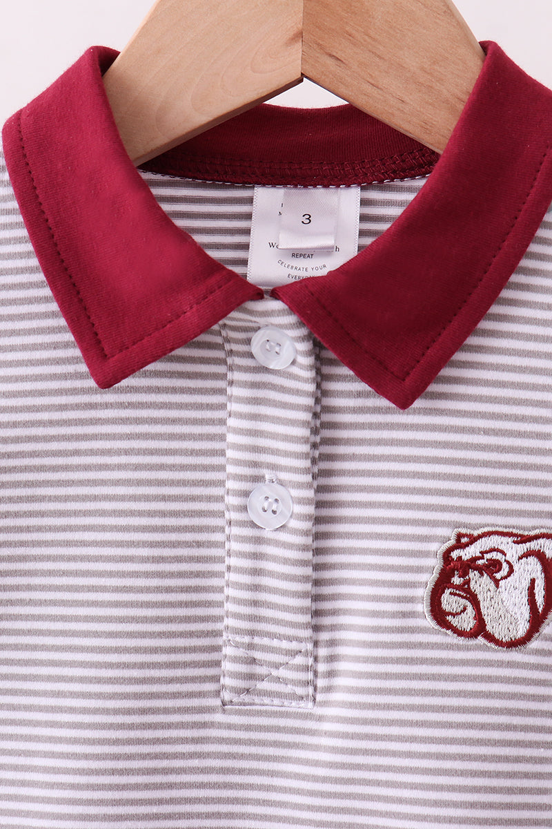 Premium Maroon Georgia stripe bulldog embroidery pants set