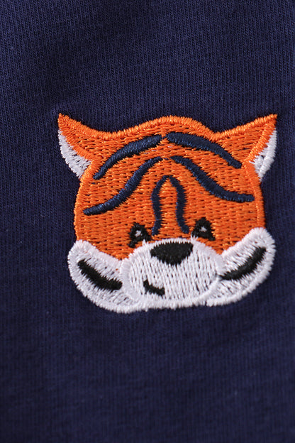 Premium Navy Auburn tiger embroidery cardigan