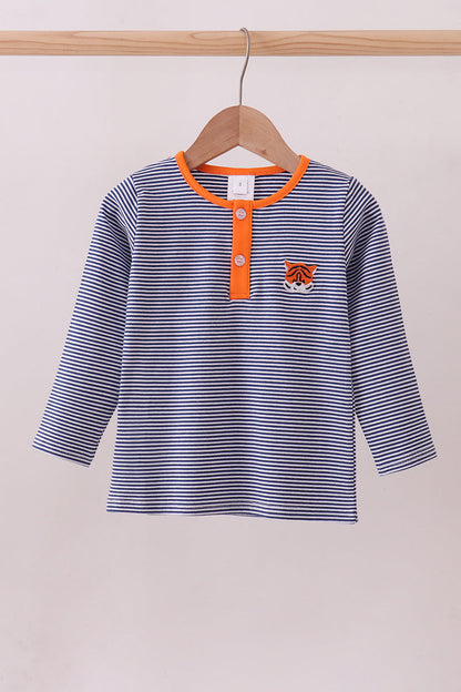 Premium Blue Auburn stripe tiger top