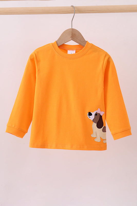 Premium Orange Tennessee puppy embroidery top