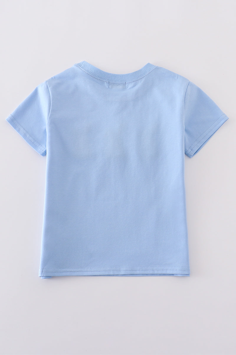 Premium blue bunny embroidery top