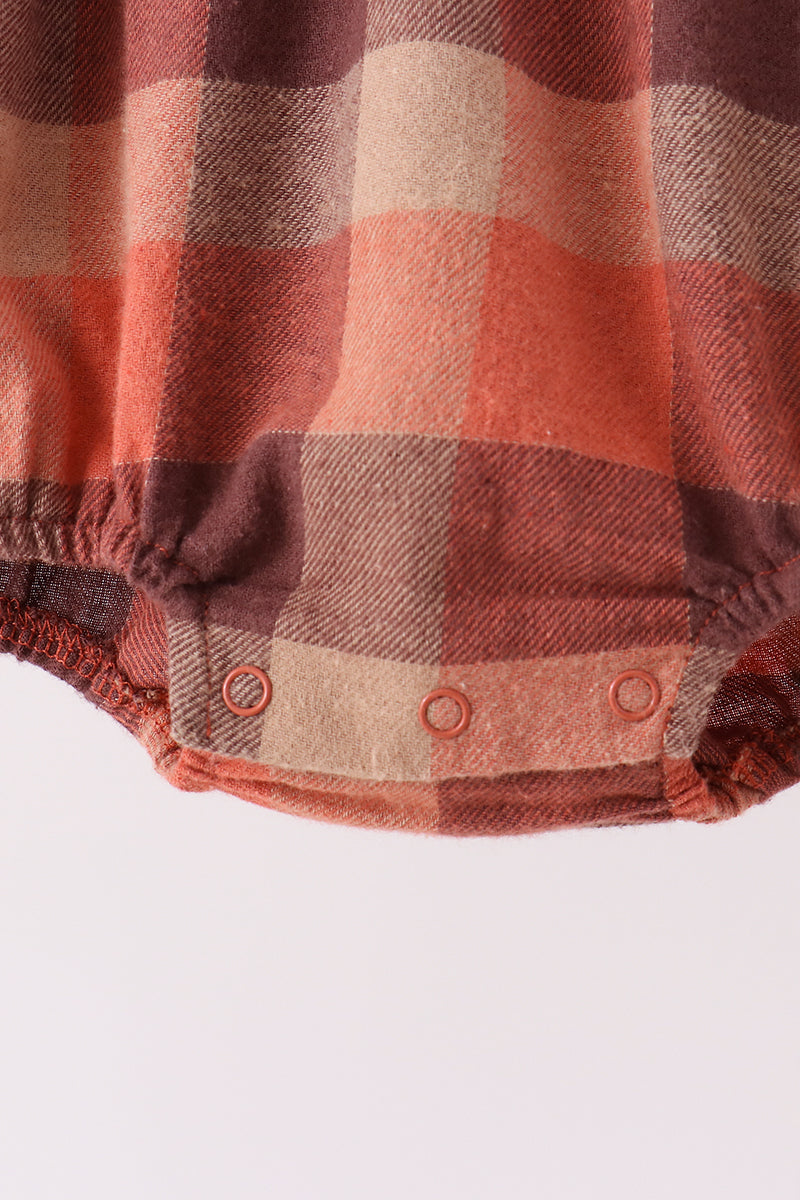 Rust Plaid Ruffle Bubble