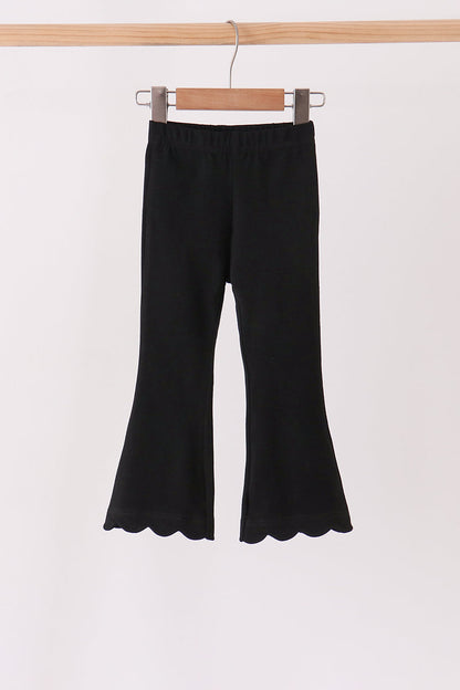 Black scalloped bell pants