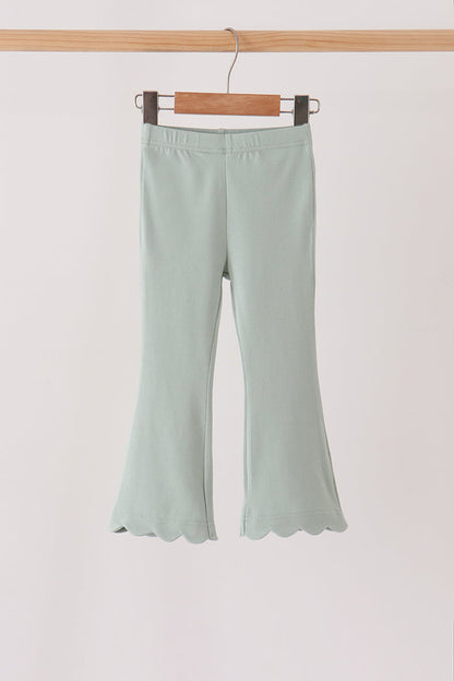 Sage scalloped bell pants