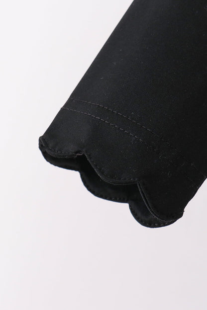 Black scallped zipper active set